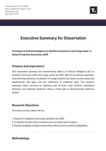 Free Executive Summary for Dissertation Template to Edit Online