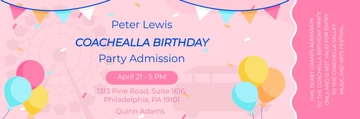 Free Coachella Birthday Party Ticket Template to Edit Online