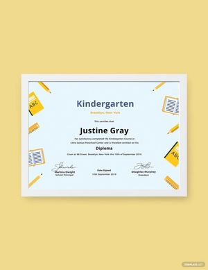Kindergarten Diploma Certificate Template