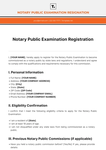 Free Notary Public Examination Registration Template to Edit Online
