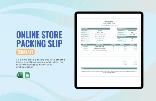 Online Store Packing Slip Template Online Store Packing Slip Template