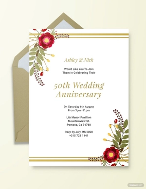 Printable 50th Wedding Anniversary Invitation Template