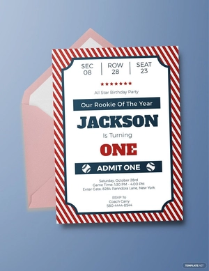 Baseball Ticket Birthday Invitation Template