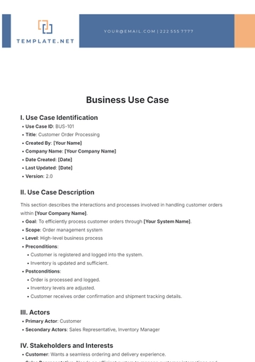 Free Business Use Case Template to Edit Online