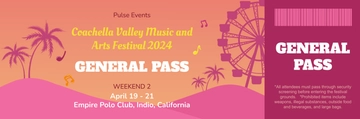 Free Coachella Entrance Ticket Template to Edit Online