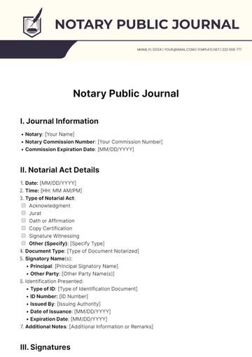 Free Notary Public Journal Template to Edit Online