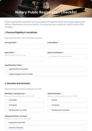 Free Notary Public Registration Checklist Template & AI Maker