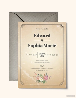 Vintage Wedding Invitation Save The Date Card Template