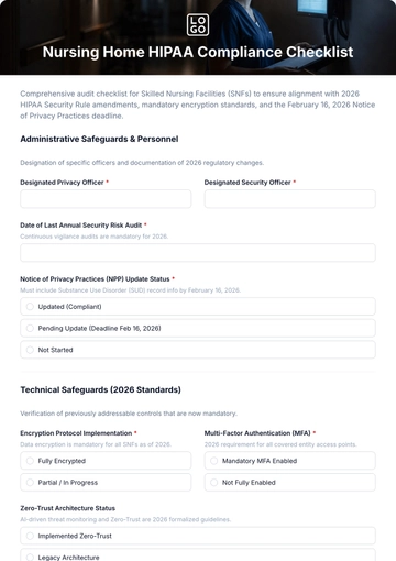 Free Nursing Home HIPAA Compliance Checklist Template & AI Maker