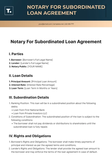 Free Notary For Subordinated Loan Agreement Template to Edit Online Free Notary For Subordinated Loan Agreement Template to Edit Online