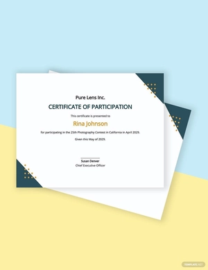 Editable Photography Participation Certificate Template