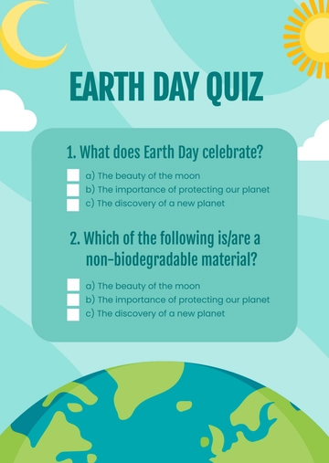 Free Earth Day Quiz Template to Edit Online