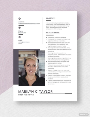 First Bus Driver Resume