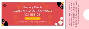 Free Coachella After Party Ticket Template to Edit Online