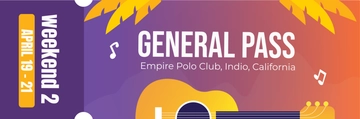 Free Coachella Music Festival Ticket Template to Edit Online