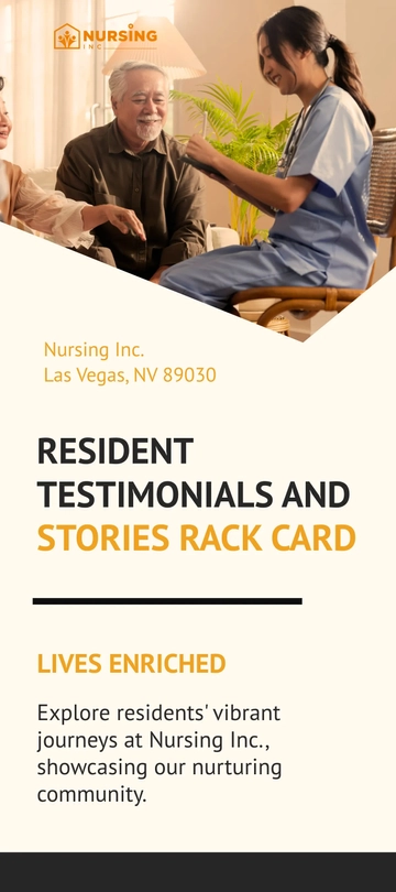 Free Resident Testimonials and Stories Rack Card Template to Edit Online