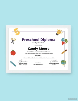 Preschool Diploma Certificate Template