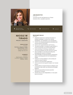 Project Associate Resume