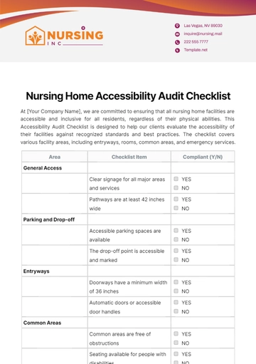 Free Nursing Home Accessibility Audit Checklist Template to Edit Online