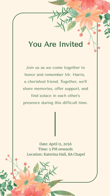 Free Sympathy Condolence Invitation Template to Edit Online