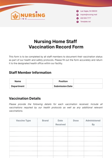 Free Nursing Home Staff Vaccination Record Form Template to Edit Online