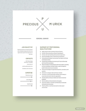 General Cashier Resume