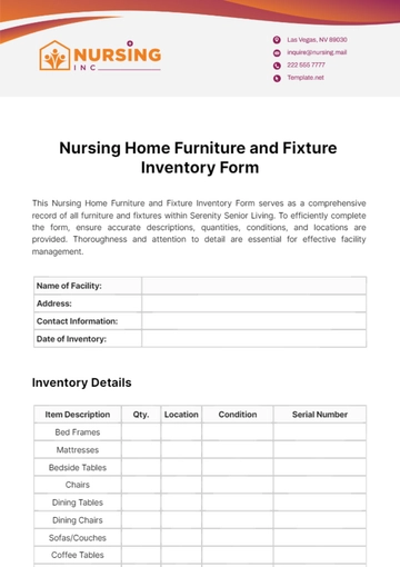 Free Nursing Home Furniture and Fixture Inventory Form Template to Edit Online