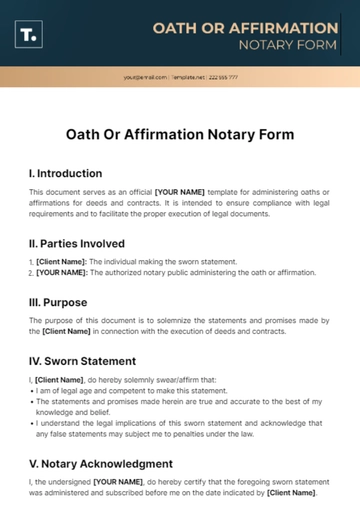 Free Oath Or Affirmation Notary Form Template to Edit Online