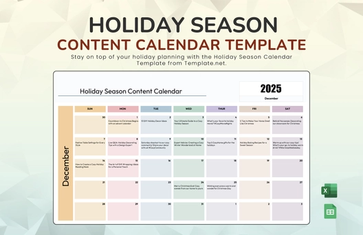 Holiday Season Content Calendar Template