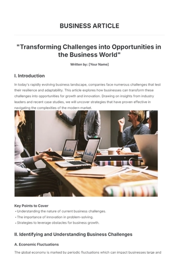 Free Business Article Template to Edit Online