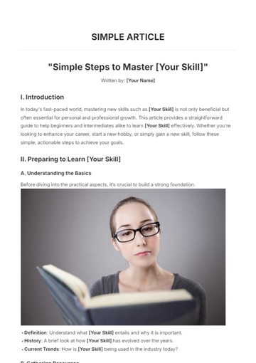 Free Simple Article Template to Edit Online