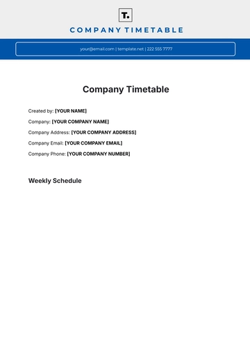 Free Company Timetable Template to Edit Online | Template.net