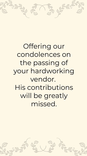 Free Condolence Message For Vendor to Edit Online