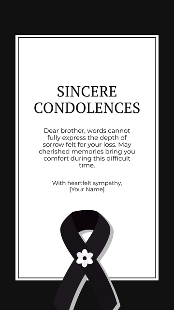 Free Condolence Card For Brother Template to Edit Online