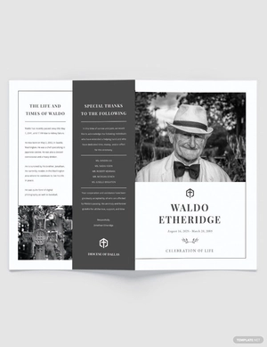 Editable Life Celebration Funeral Bi-Fold Brochure Template