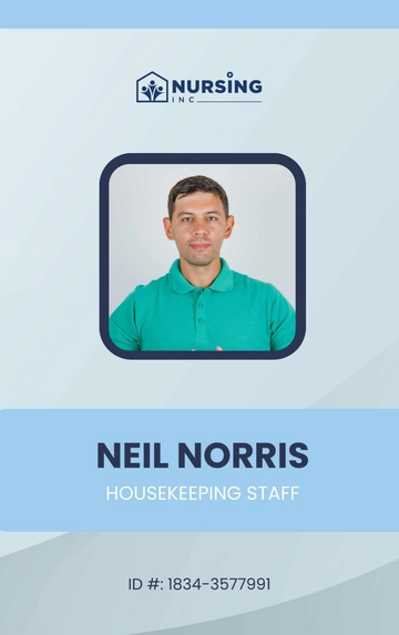 Free Housekeeping Staff ID Card Template to Edit Online