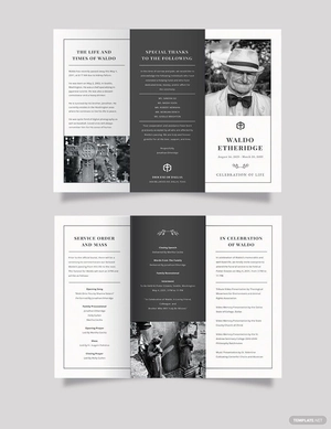 Editable Life Celebration Funeral Tri-Fold Brochure Template