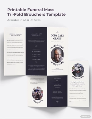 Printable Funeral Mass Tri-Fold Brochure Template