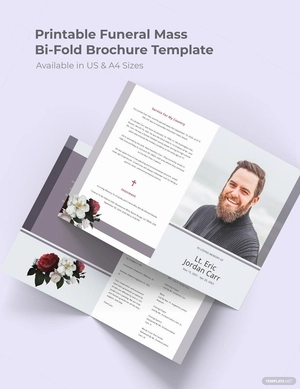 Printable Funeral Program Bi-Fold Brochure Template