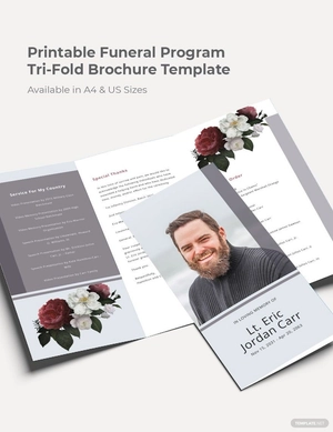Printable Funeral Program Tri-Fold Brochure Template