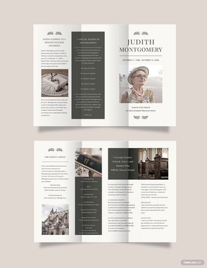 Religious Funeral Memorial Tri-Fold Brochure Template