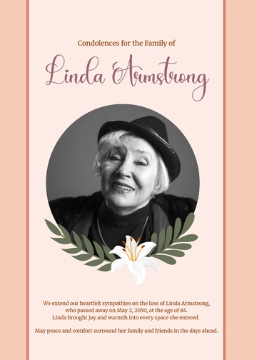 Free Obituary Condolence Message Template to Edit Online