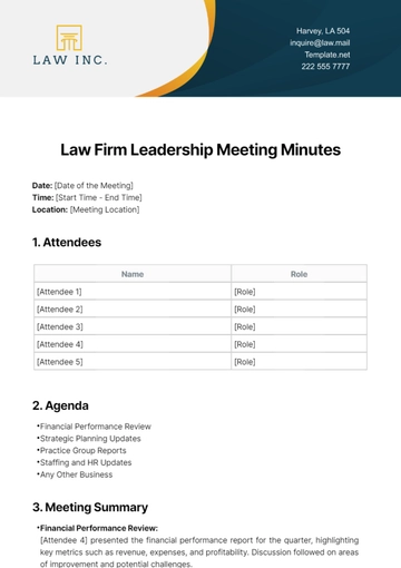 Free Law Firm Leadership Meeting Minutes Template to Edit Online