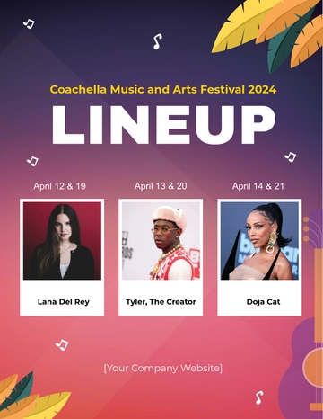 Coachella Festival Lineup Flyer Template - Edit Online & Download