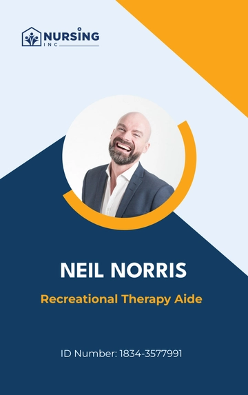 Free Recreational Therapy Aide ID Card Template to Edit Online