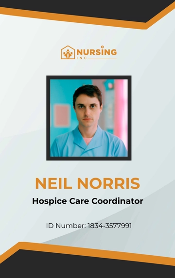Free Hospice Care Coordinator ID Card Template to Edit Online