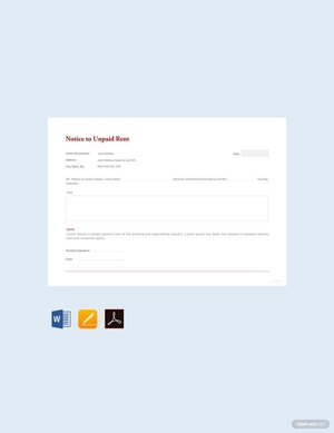 Eviction Notice for Unpaid Rent Template