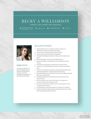 General and Operations Manager Resume