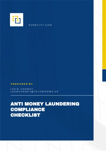 Free Anti Money Laundering Compliance Checklist Template to Edit Online