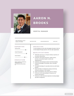 Hospital Manager Resume